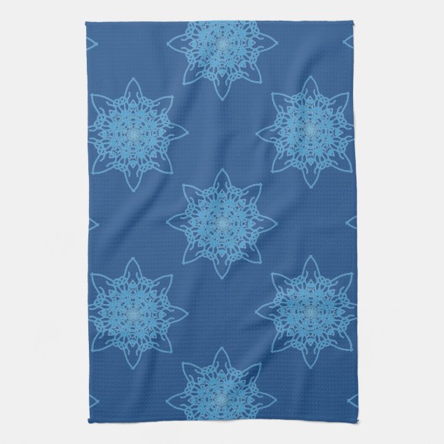 Snowflake Blue Tea Towel (Vertical)