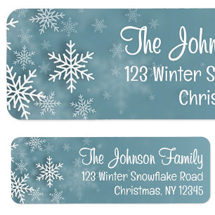 Snowflake Blue Winter Christmas Return Address Label
