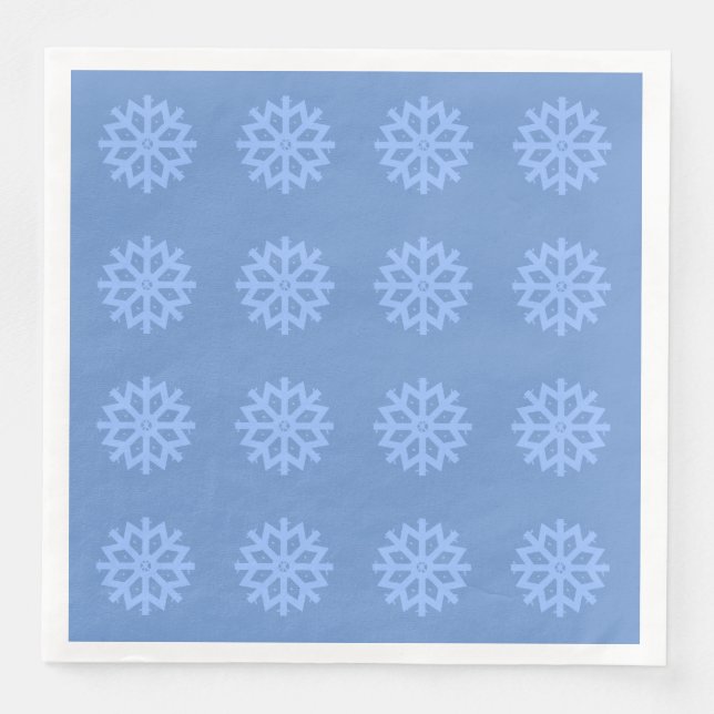  Snowflake Blue Winter Festive Pattern  Napkin (Front)