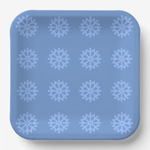 Snowflake Blue Winter Festive Pattern Paper Plate