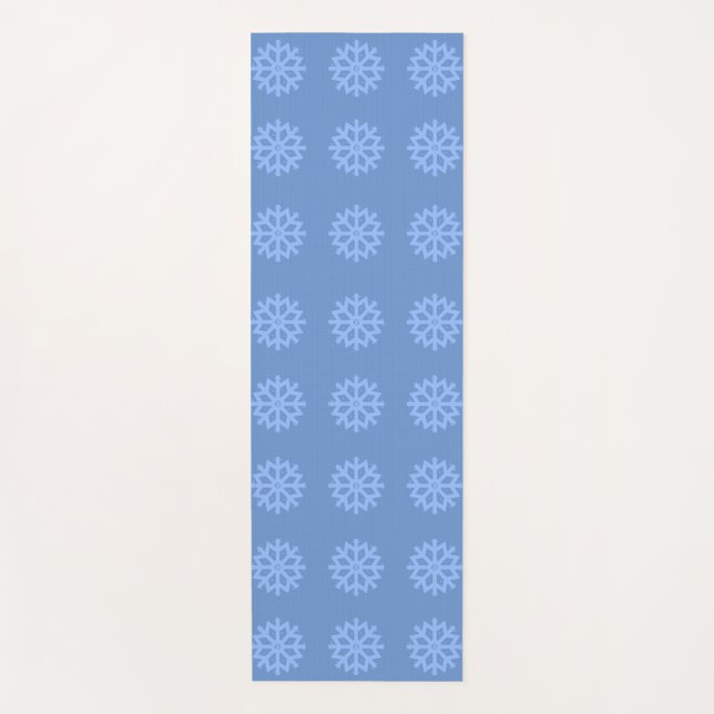  Snowflake Blue Winter Pattern Yoga Mat (Front)