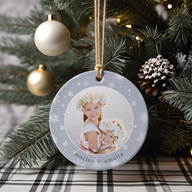 Snowflake Border | Photo Ceramic Ornament (Creator Uploaded)