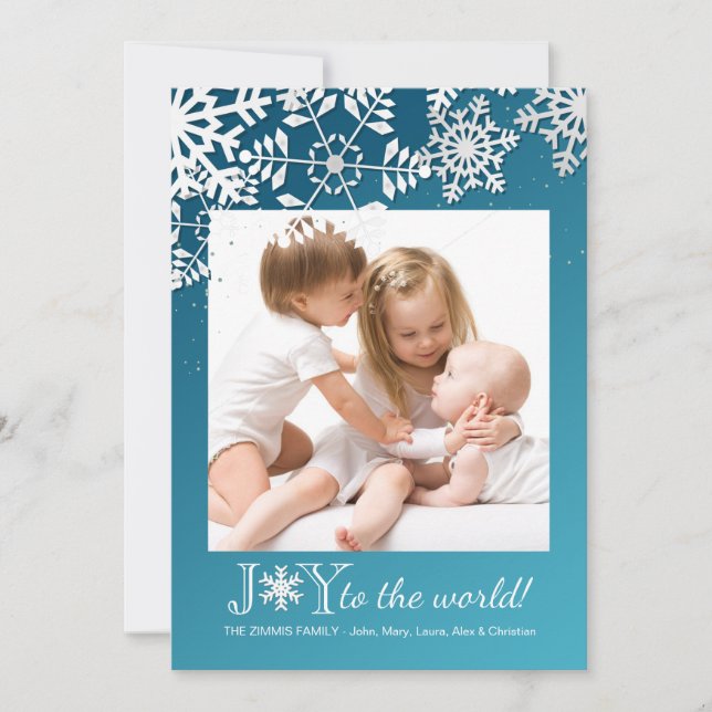 Snowflake Border Photo Invitation (Front)
