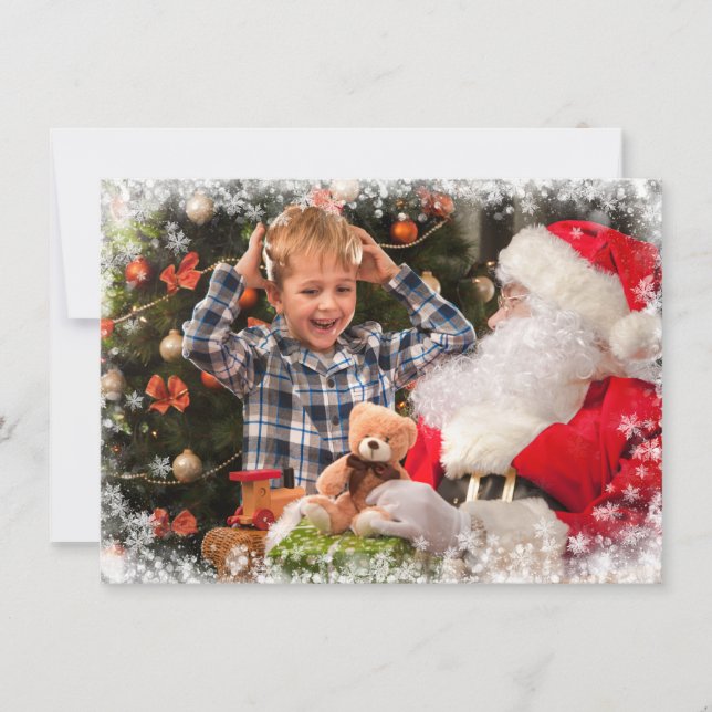 Snowflake Border Photo Merry Christmas Holiday Card (Front)