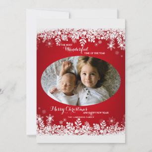Snowflake Borders Photo Holiday Card