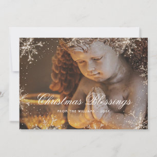 Snowflake Botanical Christmas Blessings Card