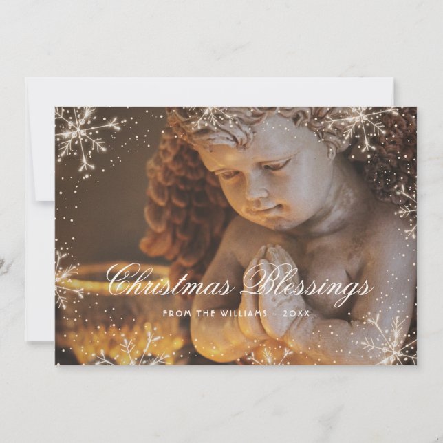 Snowflake Botanical Christmas Blessings Card (Front)