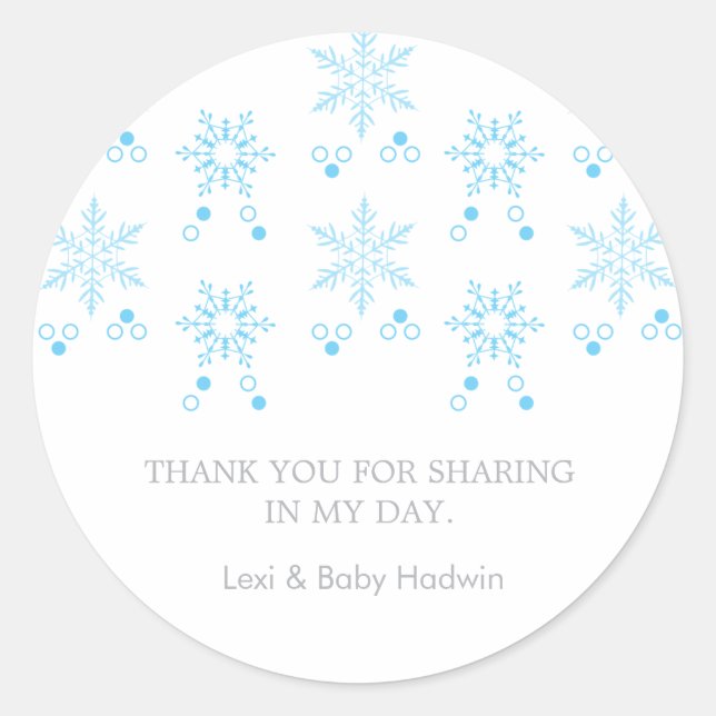Snowflake | Boy Baby Shower Favour Sticker (Front)