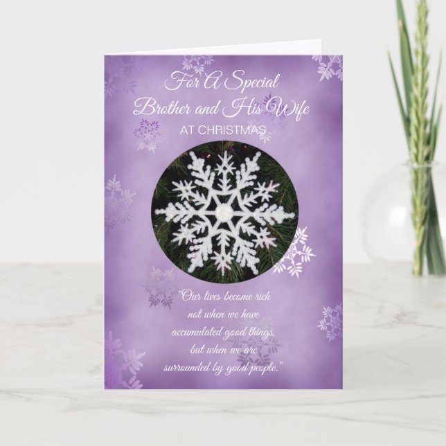 Snowflake Brother Wife Christmas Holiday Card (Front)
