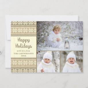 Snowflake Brown Sweater 3 Photos Custom Greeting H Holiday Card