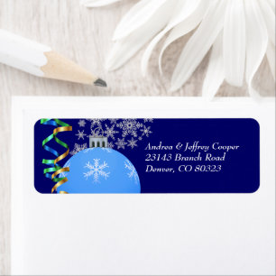 Snowflake Bulb Christmas Ribbon Address Return Address Label