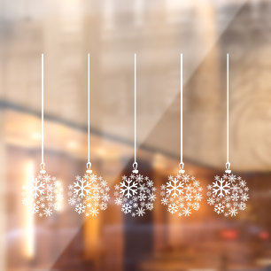 Snowflake bulbs white_ pack of five window cling