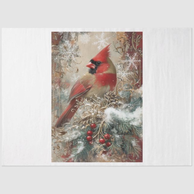 Snowflake Cardinal Tissue Paper (Front)