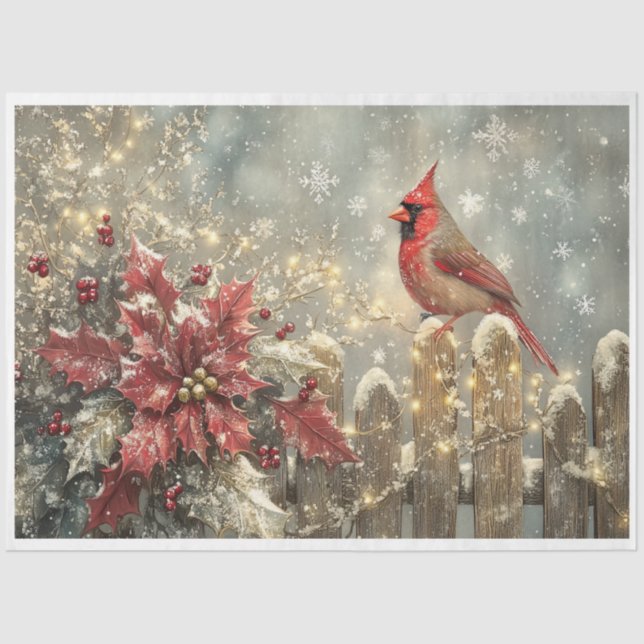 Snowflake Cardinal Tissue Paper (Front)