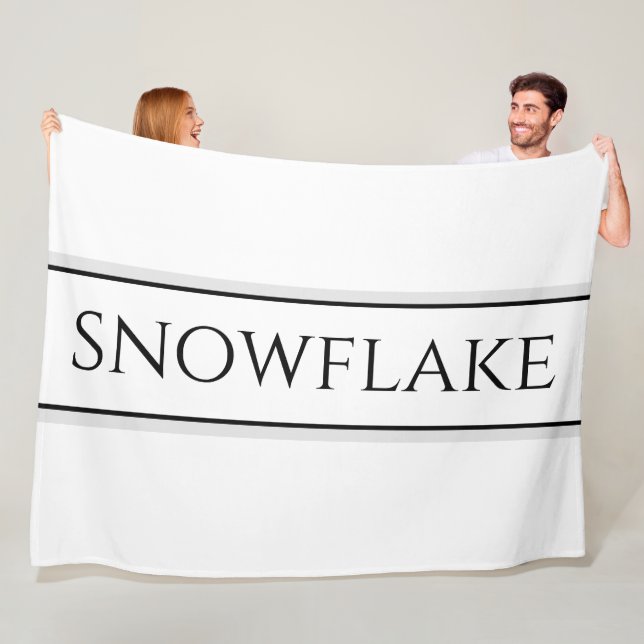 SNOWFLAKE Chic Modern Black White Grey Stripes  Fleece Blanket (In Situ)
