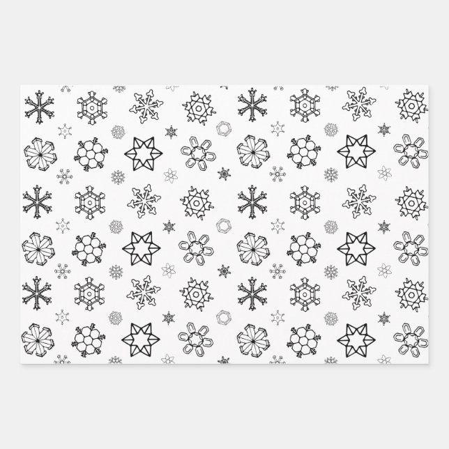 Snowflake Christmas [Black White Grey] Wrapping Pa Wrapping Paper Sheet (Front)