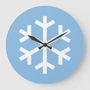 Snowflake Christmas Blue Large Clock