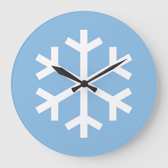 Snowflake Christmas Blue Large Clock (Front)