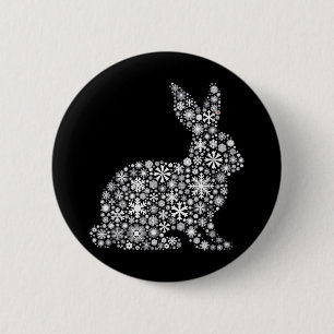 Snowflake Christmas - Bunny Rabbit 6 Cm Round Badge