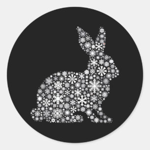 Snowflake Christmas - Bunny Rabbit Classic Round Sticker