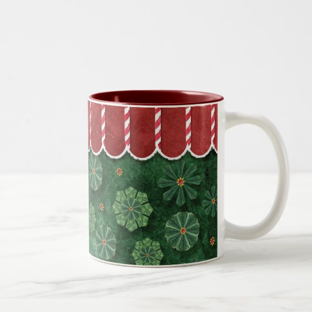 Snowflake Christmas Candy Cane Stripe Coffee Cup (Right)