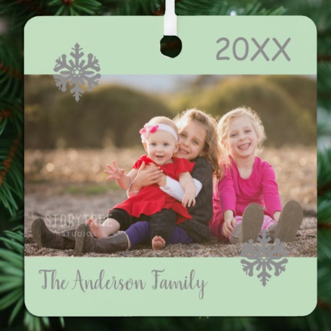 Snowflake Christmas Family Photo Metal Tree Decoration (Creator Uploaded)