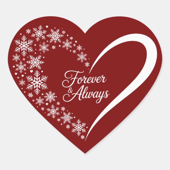 Snowflake Christmas Holiday Snow Flake Heart  Heart Sticker (Front)