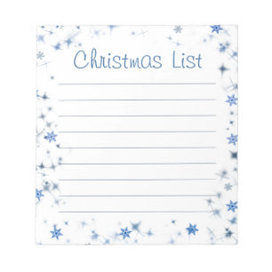 Snowflake Christmas List Notepad