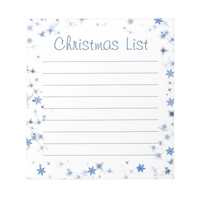 Snowflake Christmas List Notepad (Front)