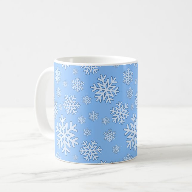 Snowflake Christmas mug blue (Front Left)