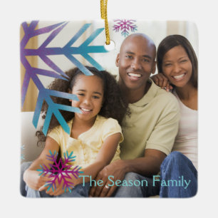 Snowflake Christmas Photo Ceramic Ornament