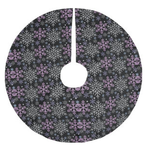  Snowflake Christmas Purple Silver Brushed Polyester Tree Skirt