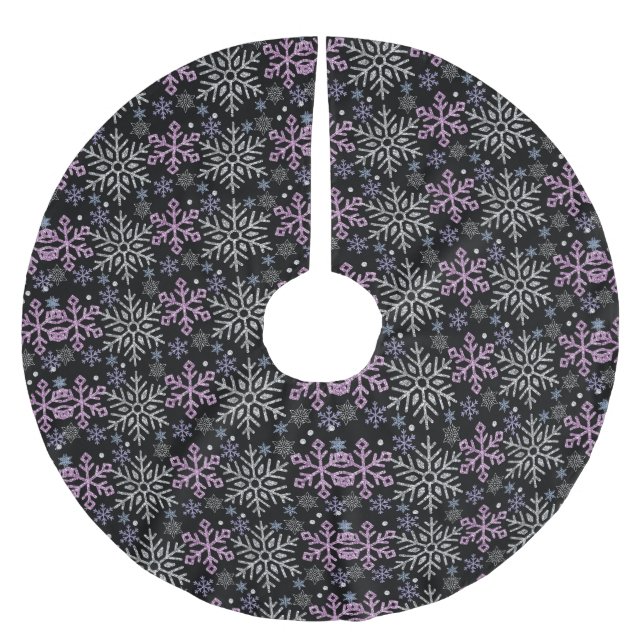  Snowflake Christmas Purple Silver Brushed Polyester Tree Skirt (Front)