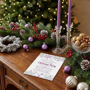 Snowflake Christmas Purple Silver Invitation
