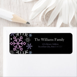 Snowflake Christmas Purple Silver Return Address Label