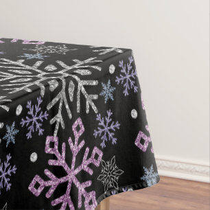 Snowflake Christmas Purple Silver Tablecloth