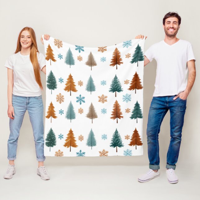 Snowflake Christmas tree Fleece Blanket (In Situ)