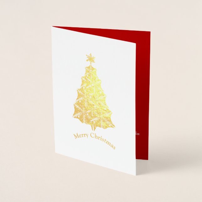 Snowflake Christmas Tree Foil Holiday card (Front)