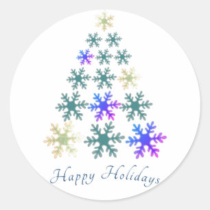Snowflake Christmas Tree Merry Christmas Holiday Classic Round Sticker