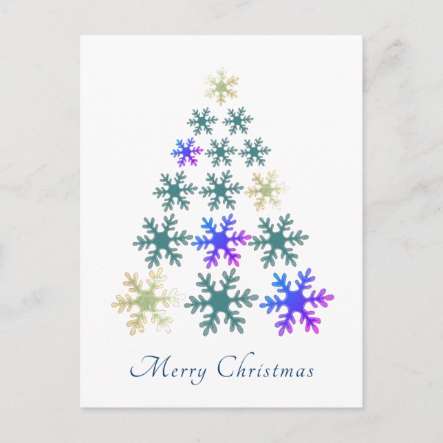 Snowflake Christmas Tree Merry Christmas Holiday Postcard (Front)