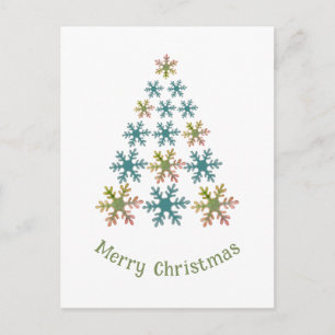 Snowflake Christmas Tree Minimalist Holiday Postcard