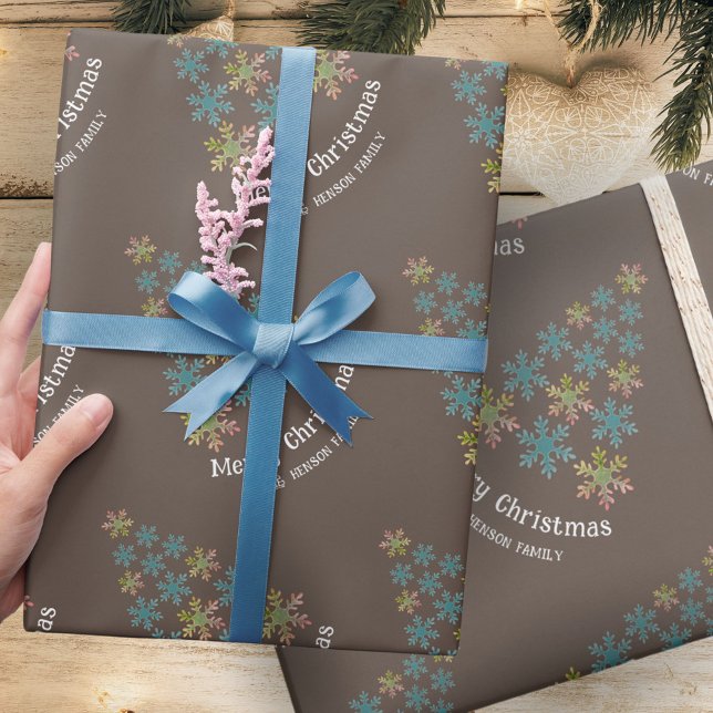 Snowflake Christmas Tree Minimalist Holiday  Wrapping Paper (Creator Uploaded)