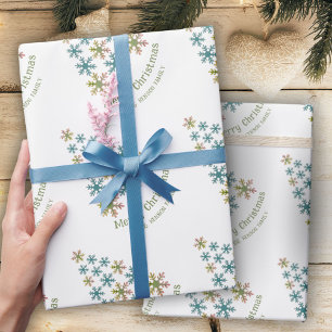 Snowflake Christmas Tree Minimalist Holiday Wrapping Paper