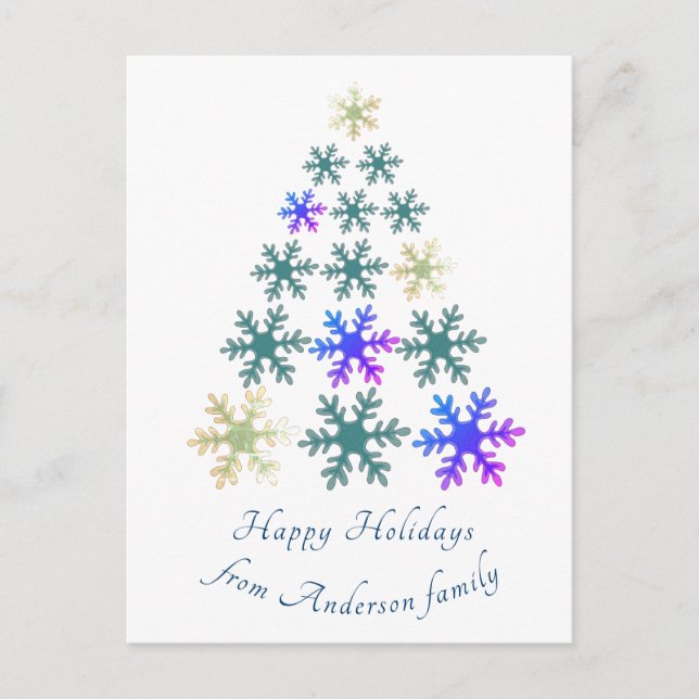 Snowflake Christmas Tree Personalised Holiday Postcard (Front)