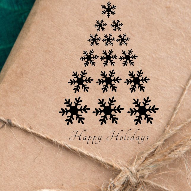 Snowflake Christmas tree Stylish Script Holiday Rubber Stamp (Creator Uploaded)
