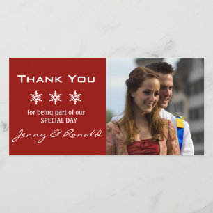 Snowflake Christmas Wedding Thank You PhotoCard Card
