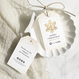 Snowflake company logo faux gold Christmas Gift Tags