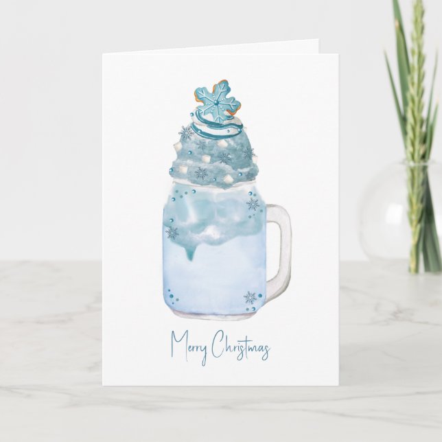 Snowflake Cookie Christmas Mason Jar Milkshake Holiday Card (Front)