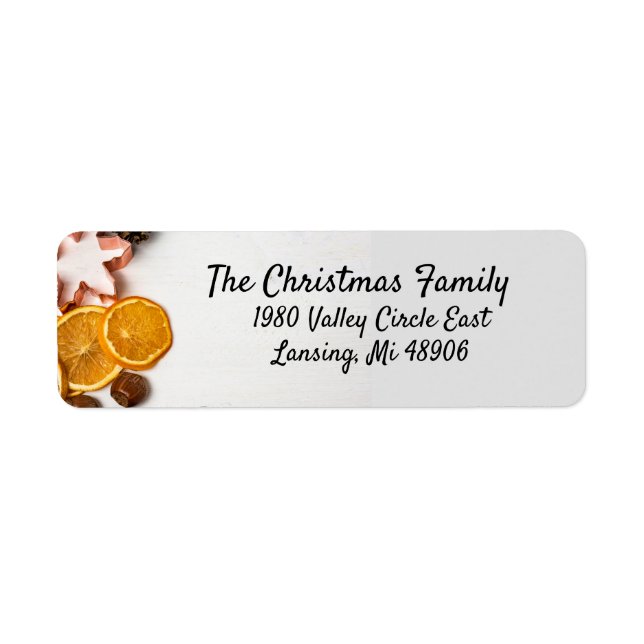 Snowflake cookie cutter, fruit, nuts address return address label (Front)
