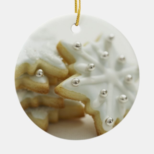 Snowflake Cookies Ceramic Tree Decoration (Front)